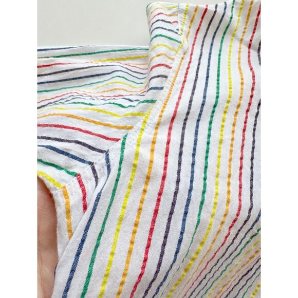 SOLID & STRIPED White Rainbow Cotton Seersucker Oxford Shirt Cover-Up, Size S - Picture 7 of 14